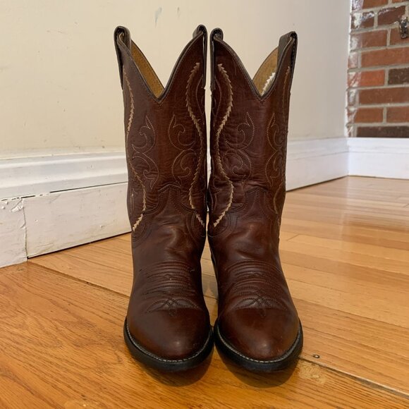 Vintage Justin Cowboy Boots Size 6 B Leather USA Made Western Rich Brown - Picture 3 of 16
